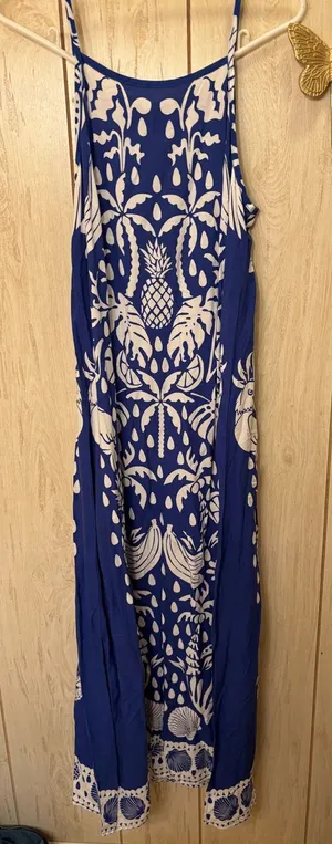 1.STATE Royal Blue & White Floral Print Maxi Dress thumbnail 1