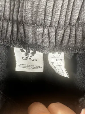 N277. adidas Black Trefoil Jogger Pants with White Logo thumbnail 3