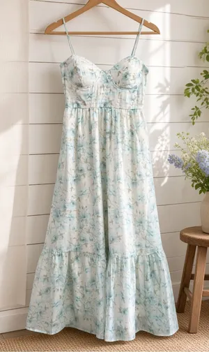 Floral Spaghetti Strap Corset Midi Dress Medium thumbnail 1