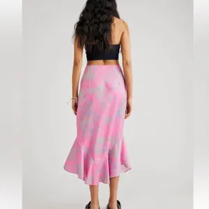 NWOT Free People Everything’s Rosie Midi Skirt Pink Combo thumbnail 3