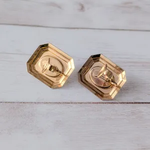 Vintage Clip On Earrings Rectangle Gold Tone & Pearlescent - Clip Repair Needed thumbnail 7