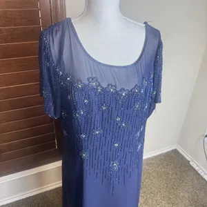 Sylvia Ann Formal Dress Navy Blue Long‎ Beaded Mother Of The Bride Groom XL thumbnail 3
