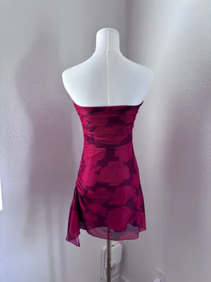 Princess Polly Red Floral Print Strapless Ruched Mini Dress (4) thumbnail 7