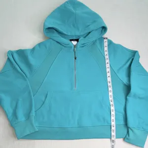 Trendy Queen Turquoise 1/2 Zip Hoodie XL Rayon Spandex Hooded Pockets Raglan thumbnail 4