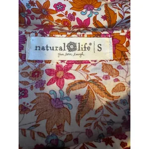 Natural Life Floral Boho Tiered Shirt Dress Rayon Collared Button Front Pink (S) thumbnail 4