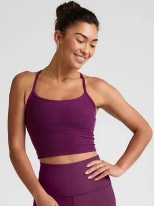 Beyond Yoga Womens Large Spacedye Slim Racerback Cropped Tank Bra Aubergine Beet thumbnail 1