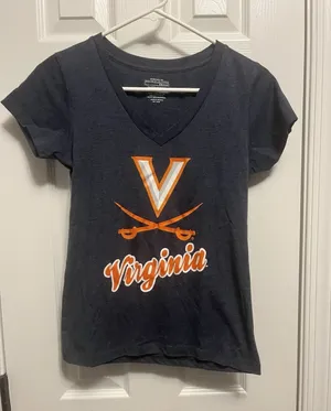47 Brand WOMENS BLUE VIRGINIA CAVALIERS FINELINE FRANKIE TEE SMALL thumbnail 1