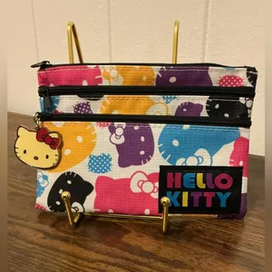 Sanrio Vintage 2007 Zip Hello Kitty Nylon Pencil Pouch Organizational Small Bag thumbnail 2