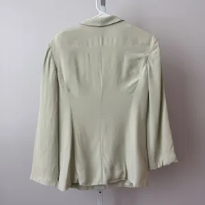 Giorgio Armani Silk Office Siren Academia Minimalist Luxury Blazer 8 Sage Green thumbnail 6