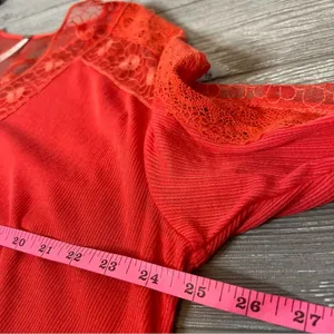 Free people Lola crimson red‎ lace embroidered floral top sz M thumbnail 6