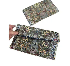 Tapestry pattered trifold wallet with matching checkbook cover thumbnail 1