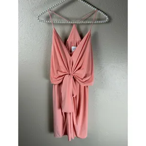 MISA Los Angeles Dress Size Medium Coral Peach Tie Front Bow Cocktail Party Mini thumbnail 2