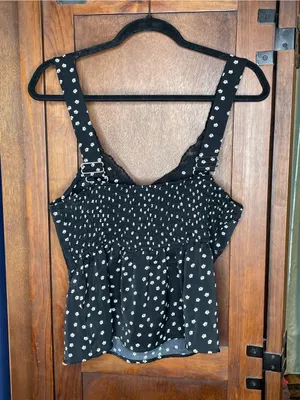 Magnolia Boutique Midnight Lace Print Tank Top Large Black Floral Coquette Y2K thumbnail 3