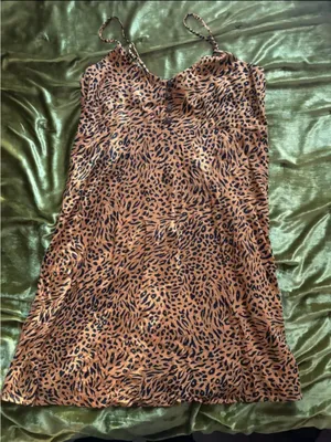 Arizona Jeans Tan Animal Print Spaghetti Strap Fit & Flare Mini Dress Size M thumbnail 4