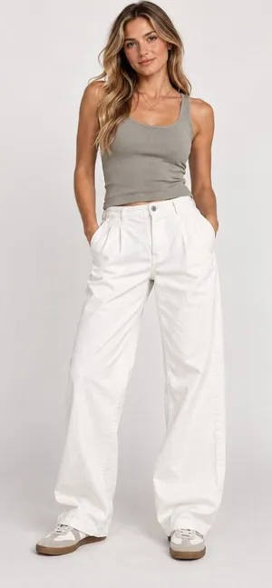 madewell baggy straight jeans white trousers 33 thumbnail 1