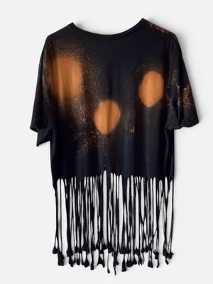 AC/DC Back in Black Bleached Fringe Band Tee Rock Grunge XL thumbnail 2