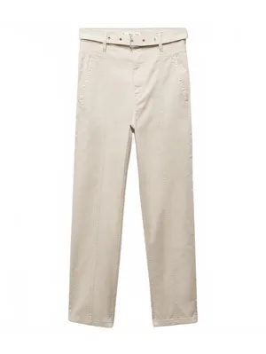 Mango Slouchy Jeans with Hem and Belt Off White Size 4 thumbnail 9