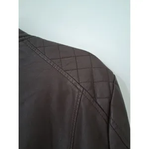 Christopher & Banks Jacket Brown Faux Leather Zip Up Pockets Women's size L thumbnail 9