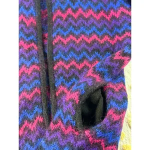Vintage Kerri Kelsey Mohair Wool Zip Cardigan Sweater‎ Pink Purple Chevron Small thumbnail 9