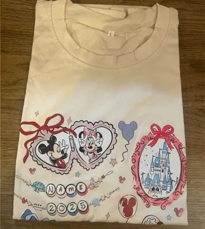 Source Unknown Disney White T-Shirt Mickey Mouse Minnie Mouse Donald Duck Pluto 2025 Size L thumbnail 1