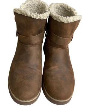 Skechers Keepsakes Sz 8Brown Faux Leather Faux Fur Lined Winter‎ Boots Women's thumbnail 1