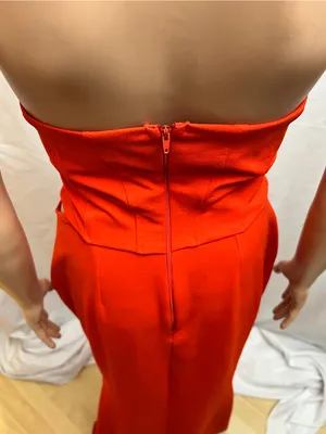 ASOS Red Strapless Corset Cutout Maxi Dress Size US 8 thumbnail 5