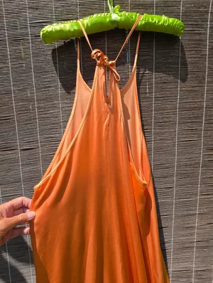 NEW ZARA Maxi Dress Satin Burnt Orange size S thumbnail 9