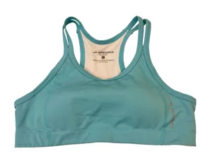 Brooks Sports Bra Women Large Turquoise Blue Running Padded Racerback Gym‎ thumbnail 1