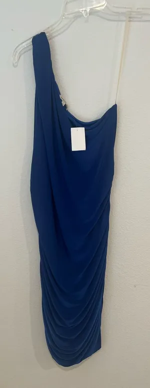 Royal Blue One-Shoulder Draped Women’s Dress Size L by Charlotte Russe thumbnail 1