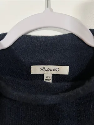 Madewell Striped Whitworth Mockneck Sweater Merino Wool Alpaca Blue Orange thumbnail 3