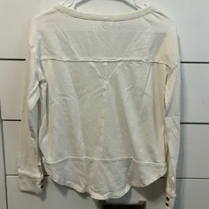 Free People White Button Down Henley Top thumbnail 3