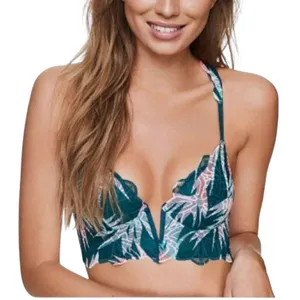 Victoria’s Secret PINK Tropical Teal Date Push Up V Wire Racerback Padded Bralette Small thumbnail 1