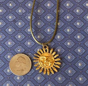 Handmade gold tone stainless steel sun boho retro vintage style necklace☀️ thumbnail 6