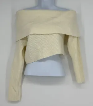 Remi x Revolve Off Shoulder Sweater Crop Ivory‎ Medium Ribbed Knit Soft Girl thumbnail 1