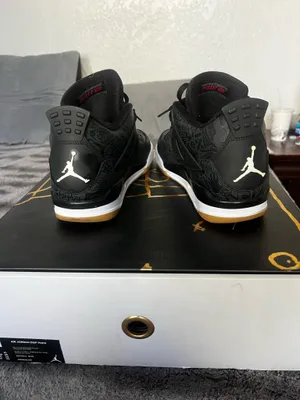 Laser Black Jordan 4 Retro Sneakers thumbnail 2