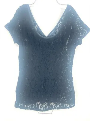 Banana‎ republic women's lace, black shirt, size medium thumbnail 1