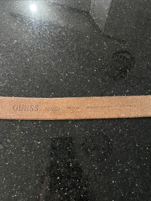 Vintage Guess Leather Belt Western Floral Engraved Silver Plate Buckle Size M thumbnail 8