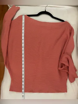 Off-the-Shoulder Ribbed Sweater Top Peachy Rose Size L thumbnail 5