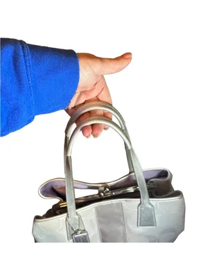 Coach Kisslock large bag silver/gray purple interior thumbnail 8