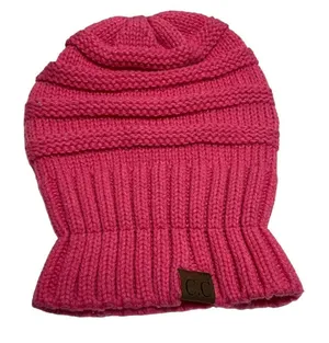 C.C Beanie Mixed Soft Yarn Ribbed Knit‎ Thick Warm Winter Hat Toboggan Pink thumbnail 1