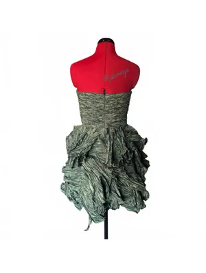 Mignonne Gavigan MIGNON Women's Mini Strapless Green Taffeta Fairy Formal Party Dress Size 8 thumbnail 6