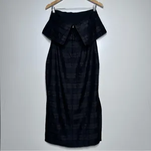 C/ MEO Collective Black Strapless Side Slit Plaid Refresh Cocktail Dress Size M thumbnail 6