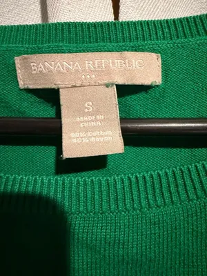 Banana Republic Striped Sweater Size S Green Navy White Cotton Rayon thumbnail 2