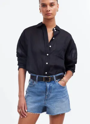 Relaxed Denim Shorts in Kelton Wash: Raw-Hem Edition thumbnail 1