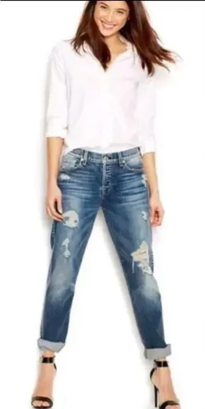 Seven For All Mankind Josefina Distressed Boyfriend Jeans Size 29 thumbnail 1