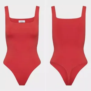 Aritzia Babaton Women’s Contour Sleeveless Square Neck Bodysuit in Red Size S thumbnail 2