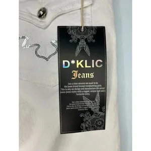D*Klic White Jeans Size 34 inches Tall Denim Bedazzled Pockets NWT UK thumbnail 5