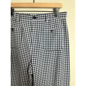 & Other Stories Blue Plaid Kick Flare High Rise Patch Pocket Trousers Size 12 thumbnail 6