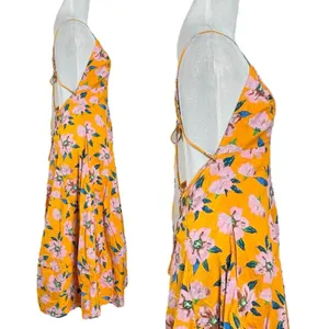 Free People Finer Things Printed Halter Midi Dress Sunshine Combo Medium thumbnail 12