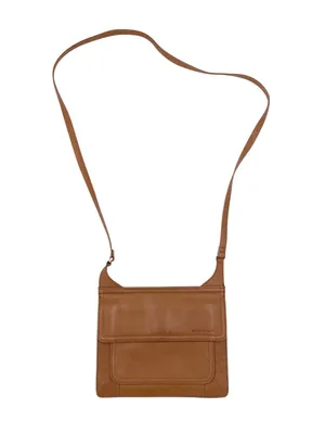 Vintage Fossil Double Sided Flap Crossbody Bag Purse Brown Tan Leather Bohemian thumbnail 2